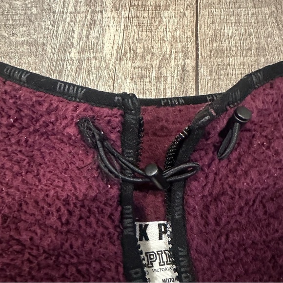 Victoria Secret Pink Cozy Sherpa Pullover Quarter Zip Purple Plum - Picture 11 of 14